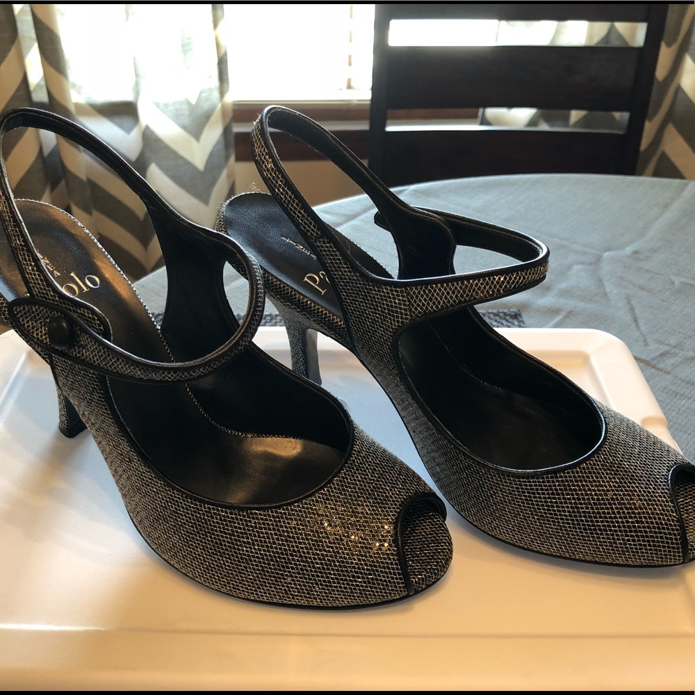 Silver Peep Toe Heels